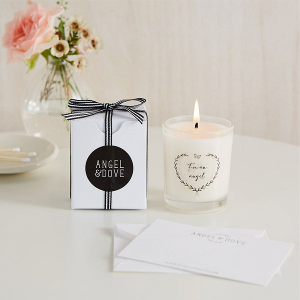 'For An Angel' 90ml Votive Candle with Gift Bag & Card - A Thoughtful Sympathy Gift for Miscarriage or Baby Loss - Angel & Dove