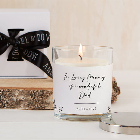 'In Loving Memory of a Wonderful Dad' Gift Boxed 300ml Candle Sympathy Gift with Lid - Angel & Dove