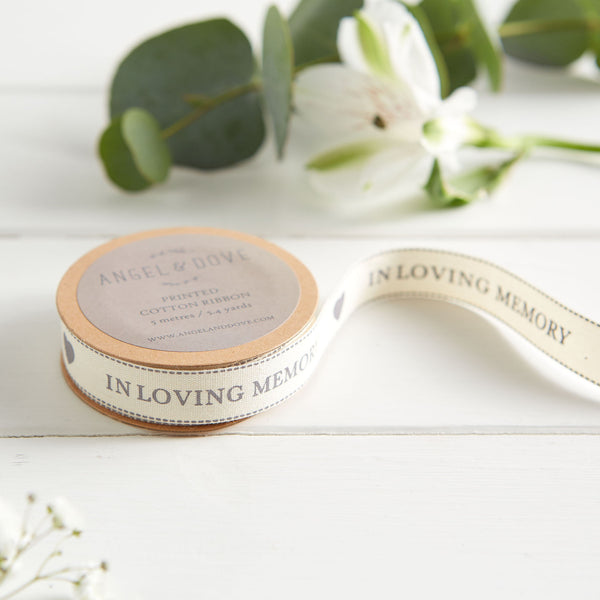 'In Loving Memory' Cotton Ribbon 5m - Angel & Dove