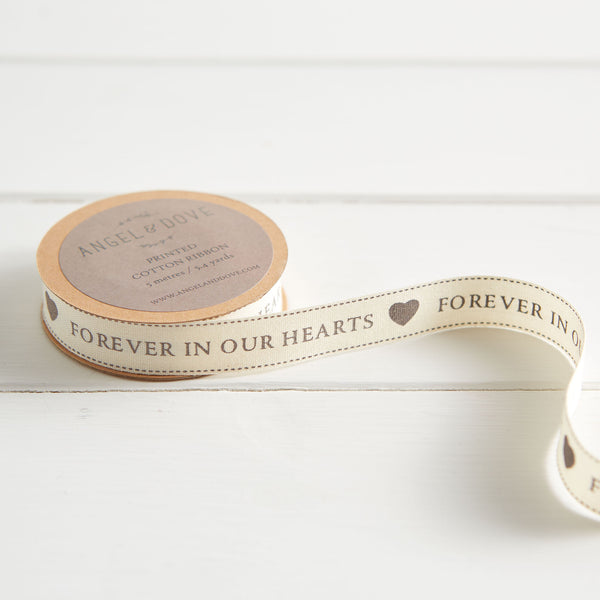 'Forever In Our Hearts' Cotton Ribbon 5m - Angel & Dove