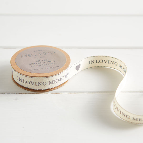'In Loving Memory' Cotton Ribbon 5m - Angel & Dove