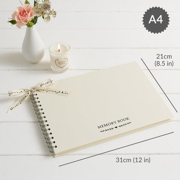 A4 Ivory Funeral Memory Condolence Book & Pen