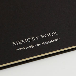 A5 Black Funeral Memory Condolence Book & Silver 'Memories' Pen