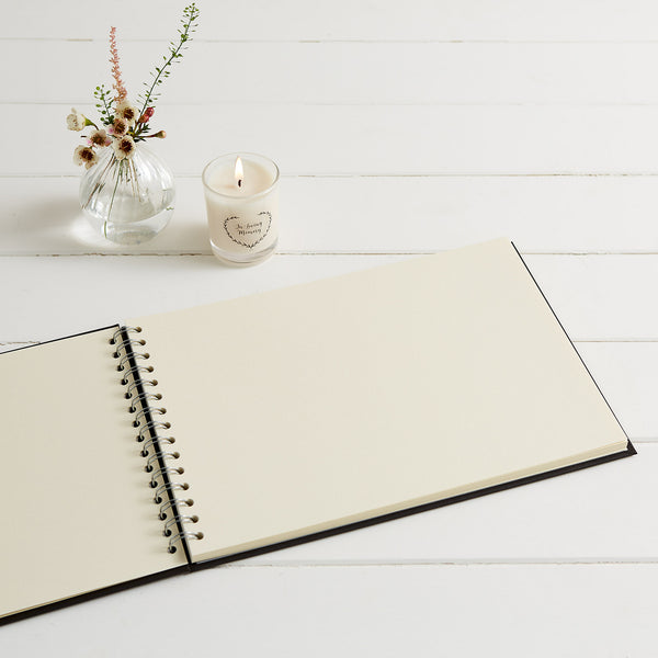 A4 Black Memory Book - For Funeral Memory Table - Angel & Dove