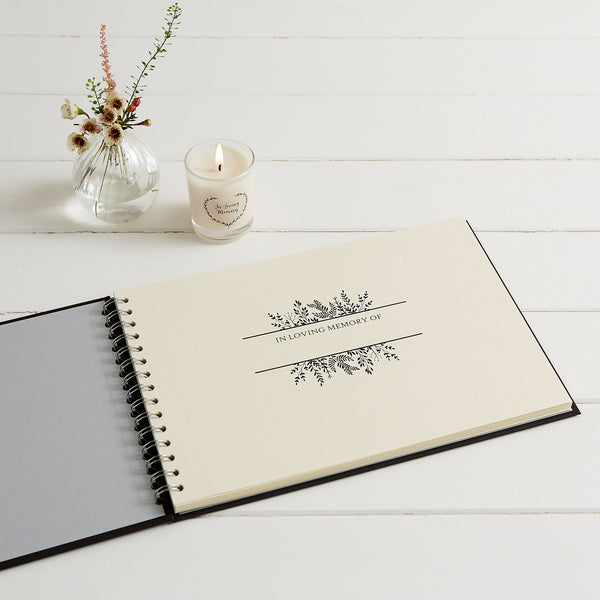 A4 Black Memory Book - For Funeral Memory Table - Angel & Dove