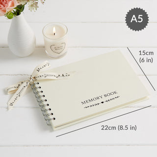A5 Ivory Funeral Memory Condolence Book & Pen - Angel & Dove
