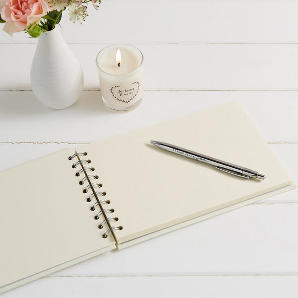 A5 Ivory Funeral Memory Condolence Book & 2 Signs Set - Angel & Dove