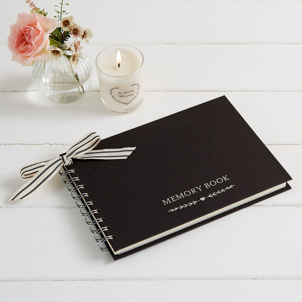 A5 Black Memory Book & 2 Signs Set - For Funeral Memory Table - Angel & Dove