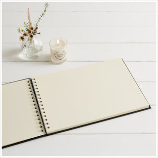 A4 Black Funeral Memory Condolence Book, 2 Signs & Pen - Angel & Dove