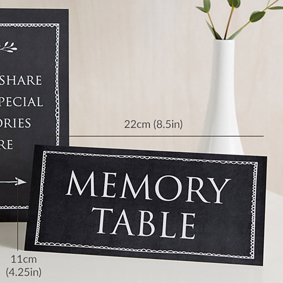 Set of 2 Black Funeral Memory Table Signs – Angel & Dove