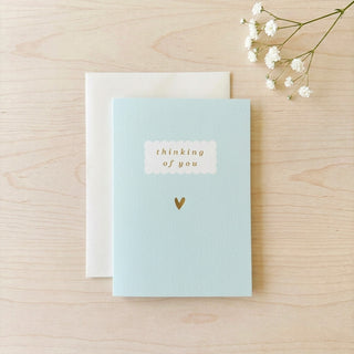 'Thinking of You' Blue Sympathy Card with Gold Heart