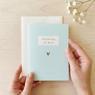 'Thinking of You' Blue Sympathy Card with Gold Heart