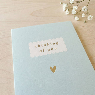 'Thinking of You' Blue Sympathy Card with Gold Heart