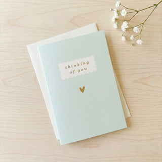 'Thinking of You' Blue Sympathy Card with Gold Heart