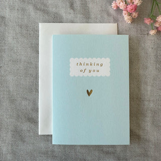 'Thinking of You' Blue Sympathy Card with Gold Heart