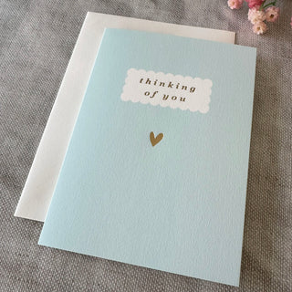 'Thinking of You' Blue Sympathy Card with Gold Heart