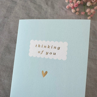 'Thinking of You' Blue Sympathy Card with Gold Heart