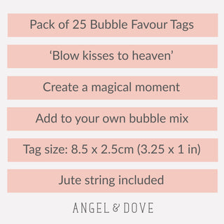 25 White Bubble Funeral Favour Tags - Angel & Dove