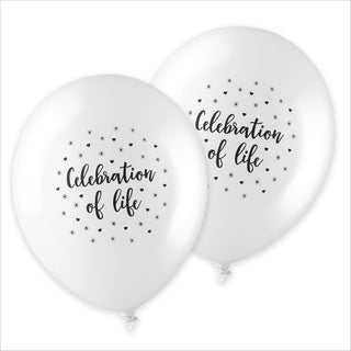 25 White 'Celebration of Life' Biodegradable Funeral Balloons - Angel & Dove