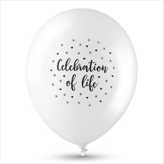 25 White 'Celebration of Life' Biodegradable Funeral Balloons - Angel & Dove