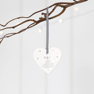'Dad' Handmade Ceramic Heart Decoration in Luxury Gift Box