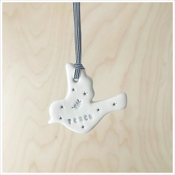 'Peace' Handmade Ceramic Dove Decoration - Sympathy Gift in Luxury Gift Box - Angel & Dove