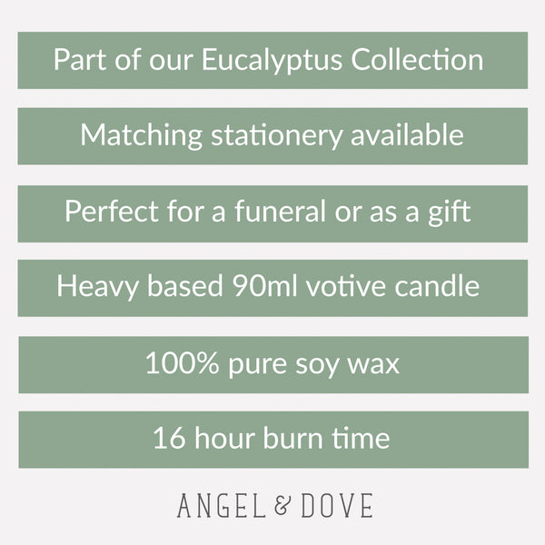 Eucalyptus 'In Loving Memory' 90ml Votive Remembrance Candle - Angel & Dove