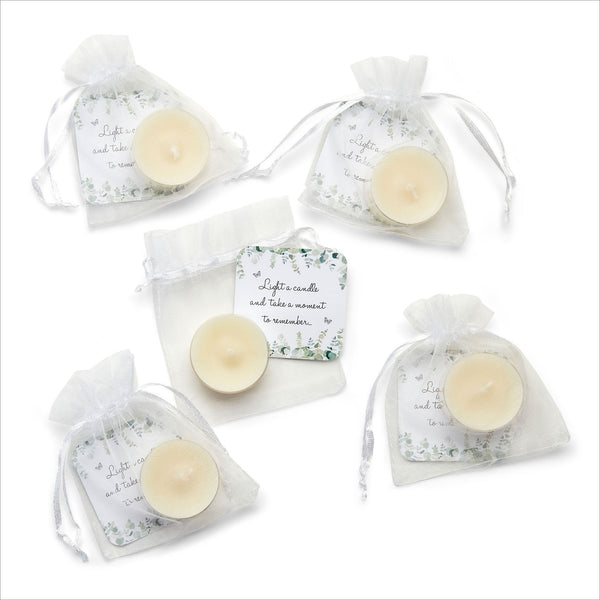 Tealight Funeral Favours - Eucalyptus Design - Angel & Dove