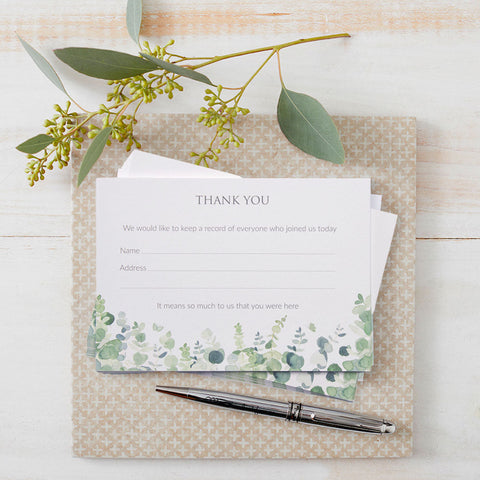 Eucalyptus Funeral Attendance Cards