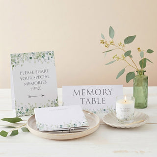 Eucalyptus Funeral Memory Table Collection - Angel & Dove