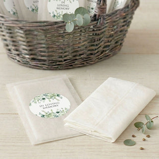 10 Filled Tissue Funeral Favours - Eucalyptus Design