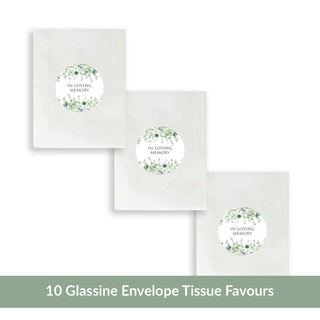 10 Filled Tissue Funeral Favours - Eucalyptus Design