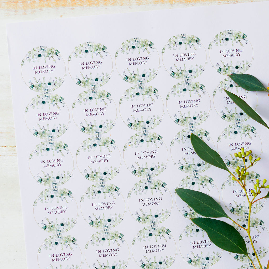 35 Eucalyptus In Loving Memory Stickers – Angel & Dove