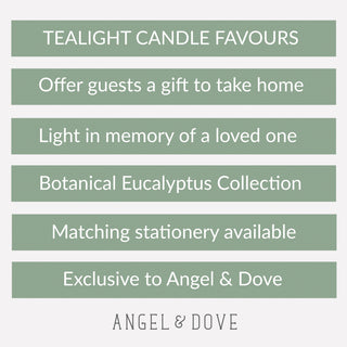 5-100 Tealight Funeral Favours - Eucalyptus Design
