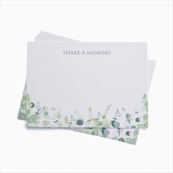 25 Eucalyptus 'Share a Memory' Remembrance Cards - Angel & Dove