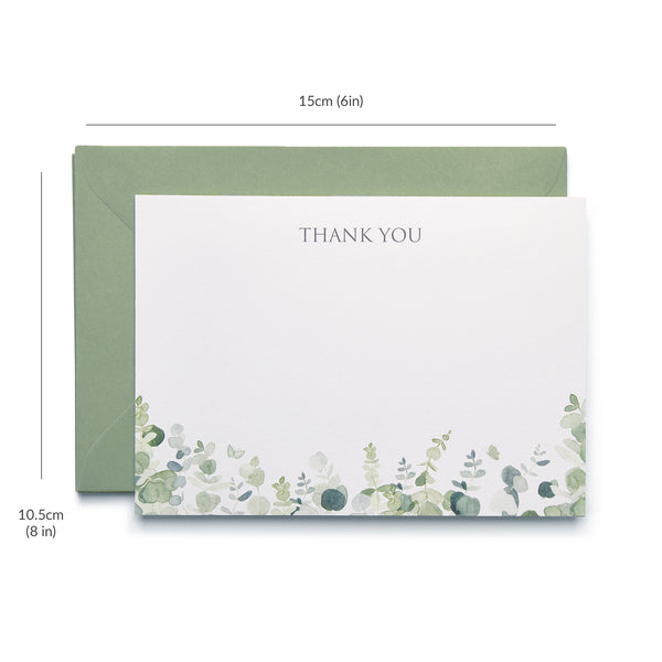 10 Eucalyptus Thank You Cards & Envelopes
