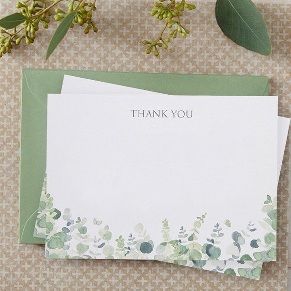 10 Eucalyptus Thank You Cards & Envelopes