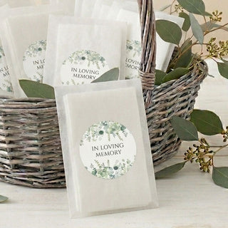 10 Filled Tissue Funeral Favours - Eucalyptus Design