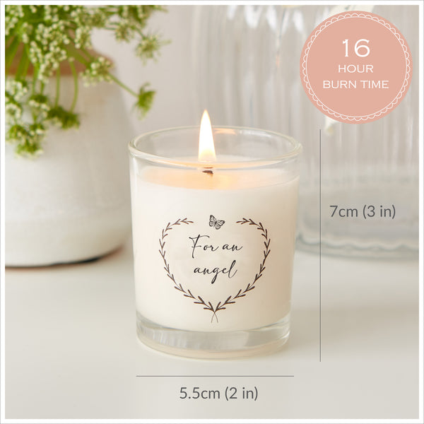 'For An Angel' 90ml Votive Candle with Gift Bag & Card - A Thoughtful Sympathy Gift for Miscarriage or Baby Loss - Angel & Dove