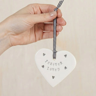 'Forever Loved' Handmade Ceramic Heart Decoration in Luxury Gift Box