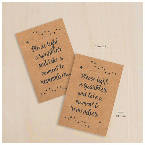 25 Kraft Sparkler Card Funeral Favours (Sparklers not included) - Angel & Dove