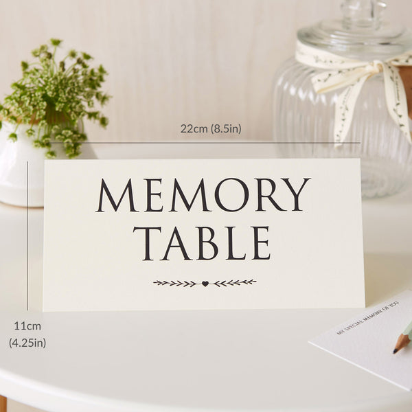 Set of 2 Ivory Funeral Table Signs & 'Memories Last Forever' Pen - Angel & Dove
