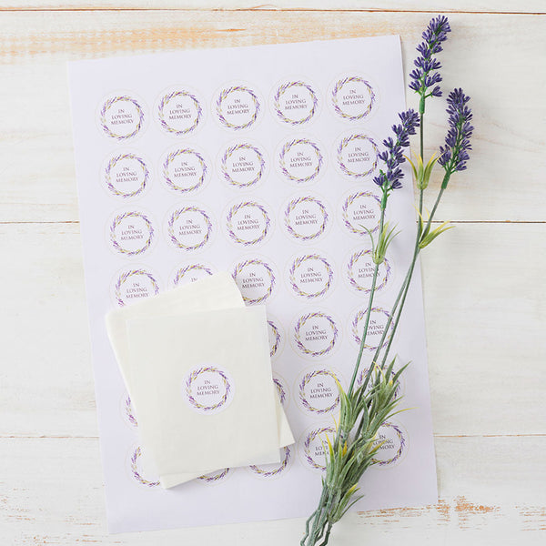 35 Lavender Funeral Favour Envelopes & Stickers