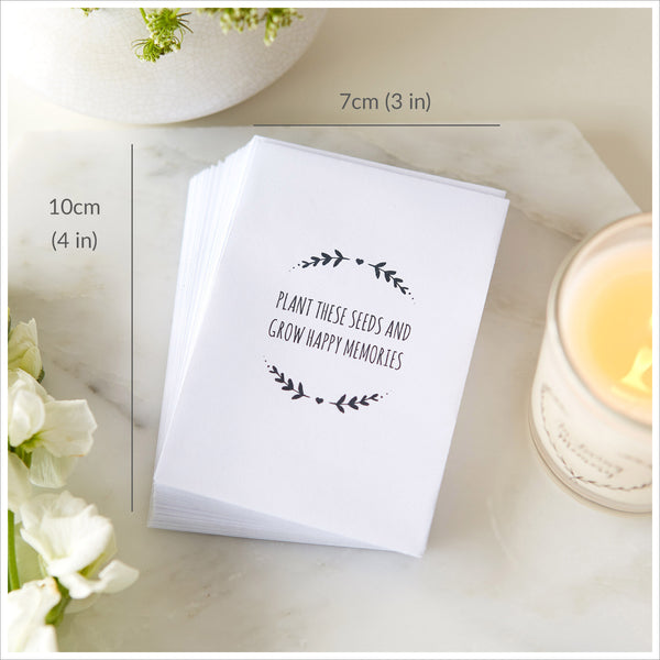 25 Mini 'Plant These Seeds And Grow Happy Memories' Unfilled Seed Packet Funeral Favour Envelopes - Angel & Dove