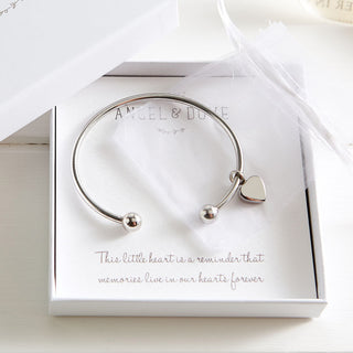 Heart Cremation Ash Bangle Sympathy Gift with Bag & Card