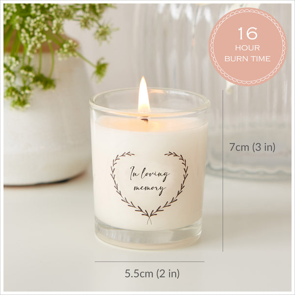 'In Loving Memory' 90ml Votive Candle Sympathy Gift with Bag & Card - Angel & Dove