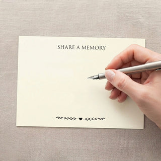 25 Ivory 'Share a Memory' Funeral Remembrance Cards - Angel & Dove