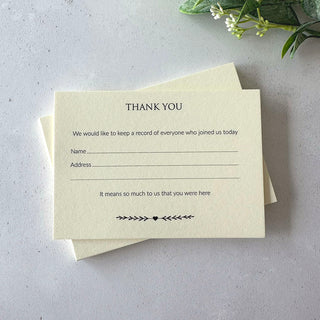 25 Ivory Funeral Attendance Cards