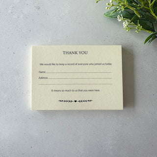 25 Ivory Funeral Attendance Cards