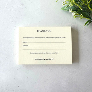 25 Ivory Funeral Attendance Cards